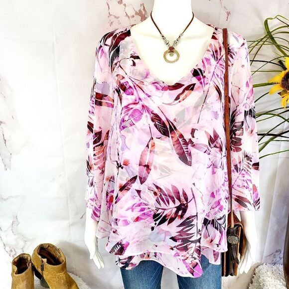 Jennifer Lopez gorgeous print Isand vacation blouse - Picture 1 of 8
